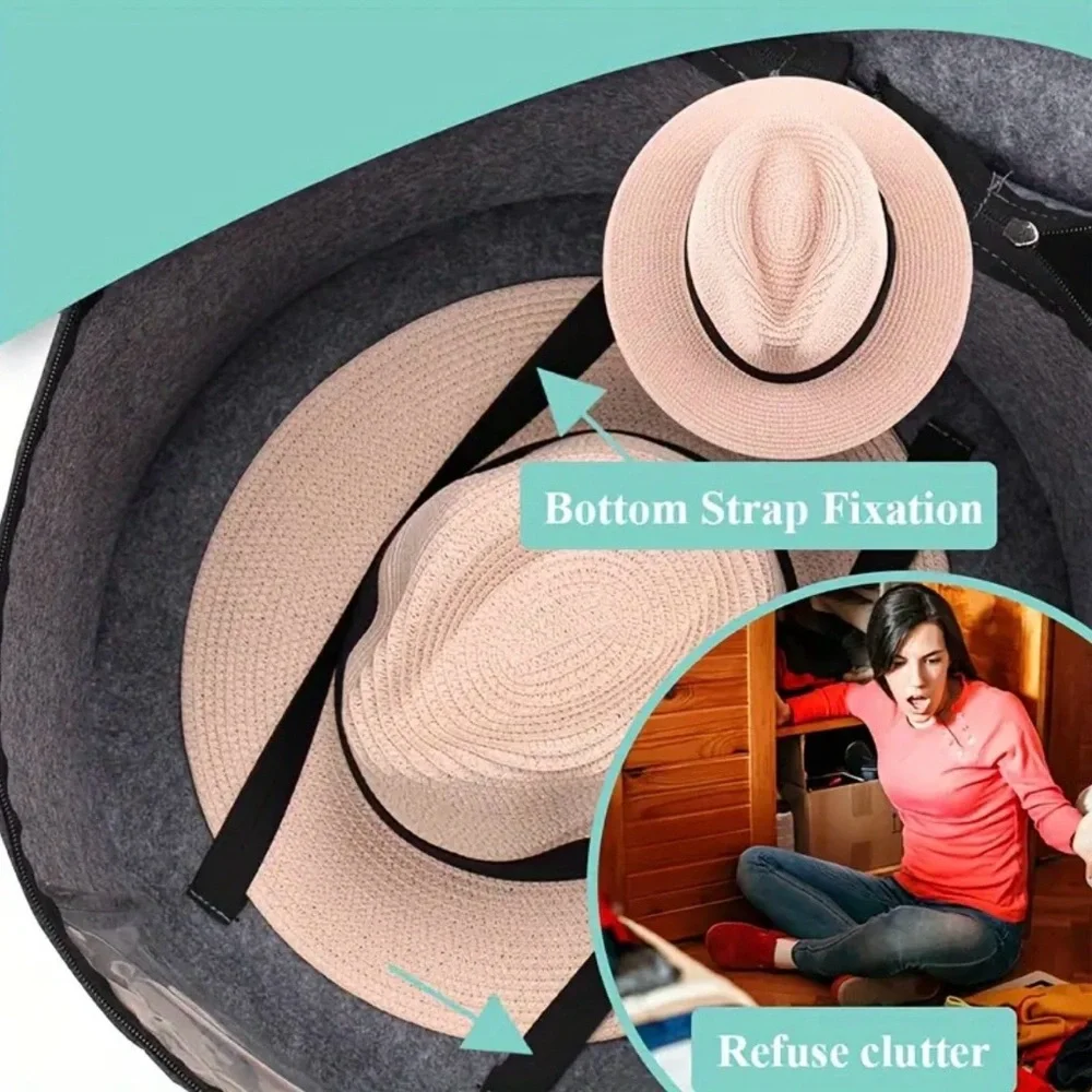 Gray Felt Hat Storage Box, NEW